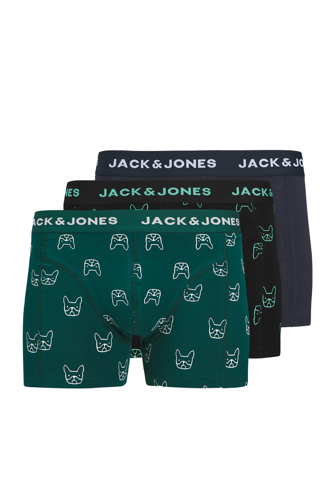 Jack & Jones Boy Denim Dog 3 Pack Trunk, Navy Multi