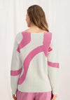 YAYA Boatneck Two-Tone Jacquard Sweater, Bone White Dessin