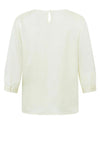 YAYA Round Neck Jacquard Top, Ivory White