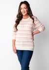 Jessica Graaf Wavy Stripe Knit Sweater, Beige Multi