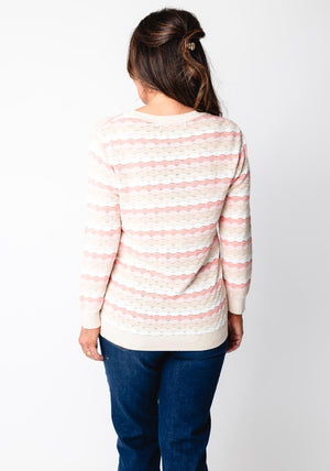 Jessica Graaf Wavy Stripe Knit Sweater, Beige Multi