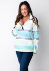 Jessica Graaf Striped Quarter Zip Sweatshirt, Green Multi