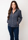 Jessica Graaf Floral Jacquard Zip Jacket, Navy