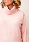 Jessica Graaf Textured Knit Roll Neck Jumper, Pink