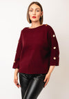 Jessica Graaf Button Detail Knit Jumper, Burgundy