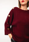 Jessica Graaf Button Detail Knit Jumper, Burgundy
