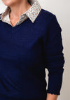 Jessica Graaf Cable Knit Collar Jumper, Navy