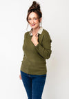 Jessica Graaf Cable Knit Collar Jumper, Olive Green