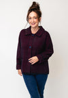 Jessica Graaf Fluffy Check Knit Cardigan, Wine and Navy