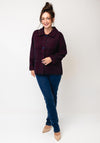 Jessica Graaf Fluffy Check Knit Cardigan, Wine and Navy