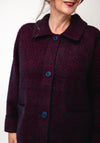 Jessica Graaf Fluffy Check Knit Cardigan, Wine and Navy