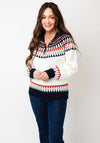 Jessica Graaf Fair Isle Half Zip Jumper, Cream