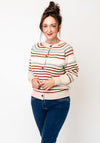 Jessica Graaf Striped Knit Cardigan, Beige