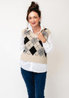 Jessica Graaf Diamond Shirt Detail Vest, Beige
