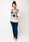 Jessica Graaf Diamond Shirt Detail Vest, Beige