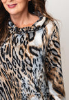Jessica Graaf Leopard Knit Cowl Neck Top, Blue