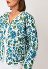 Jessica Graaf Botanical Print Quilted Coat, Blue Multi