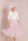 John Charles Beaded Buckle Chiffon Layer A-Line Dress, Ivory & Rose