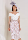John Charles Bardot Neckline Lace Skirt Midi Dress, Ivory & Rose