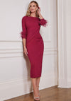 John Charles Feather Sleeve Pencil Dress, Wine