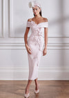 John Charles 3D Floral Bardot Pencil Dress, Pink