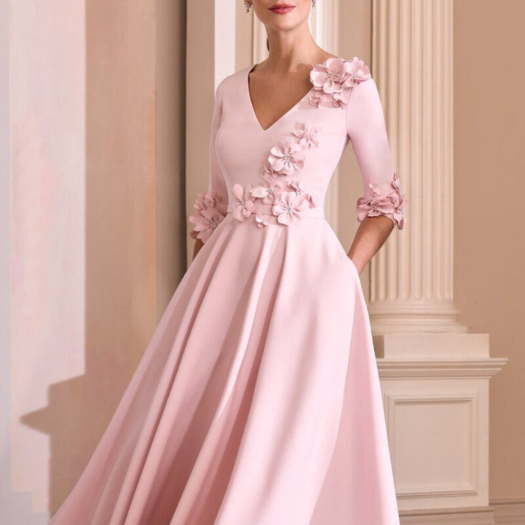 John Charles Floral Embellished A-Line Midi Dress, Petal Pink - McElhinneys John Charles Floral Embellished A-Line Midi Dress, Petal Pink - McElhinneys