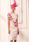 John Charles Floral Print Pencil Dress, Light Beige