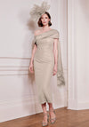 John Charles Embellished Draped One Shoulder Dress, Beige