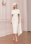 John Charles Cape Overlay Midi Dress, White