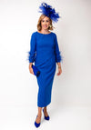John Charles Feather Sleeve Pencil Dress, Blue