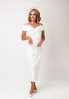 John Charles 3D Floral Fitted Dress, Ivory