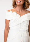 John Charles 3D Floral Fitted Dress, Ivory