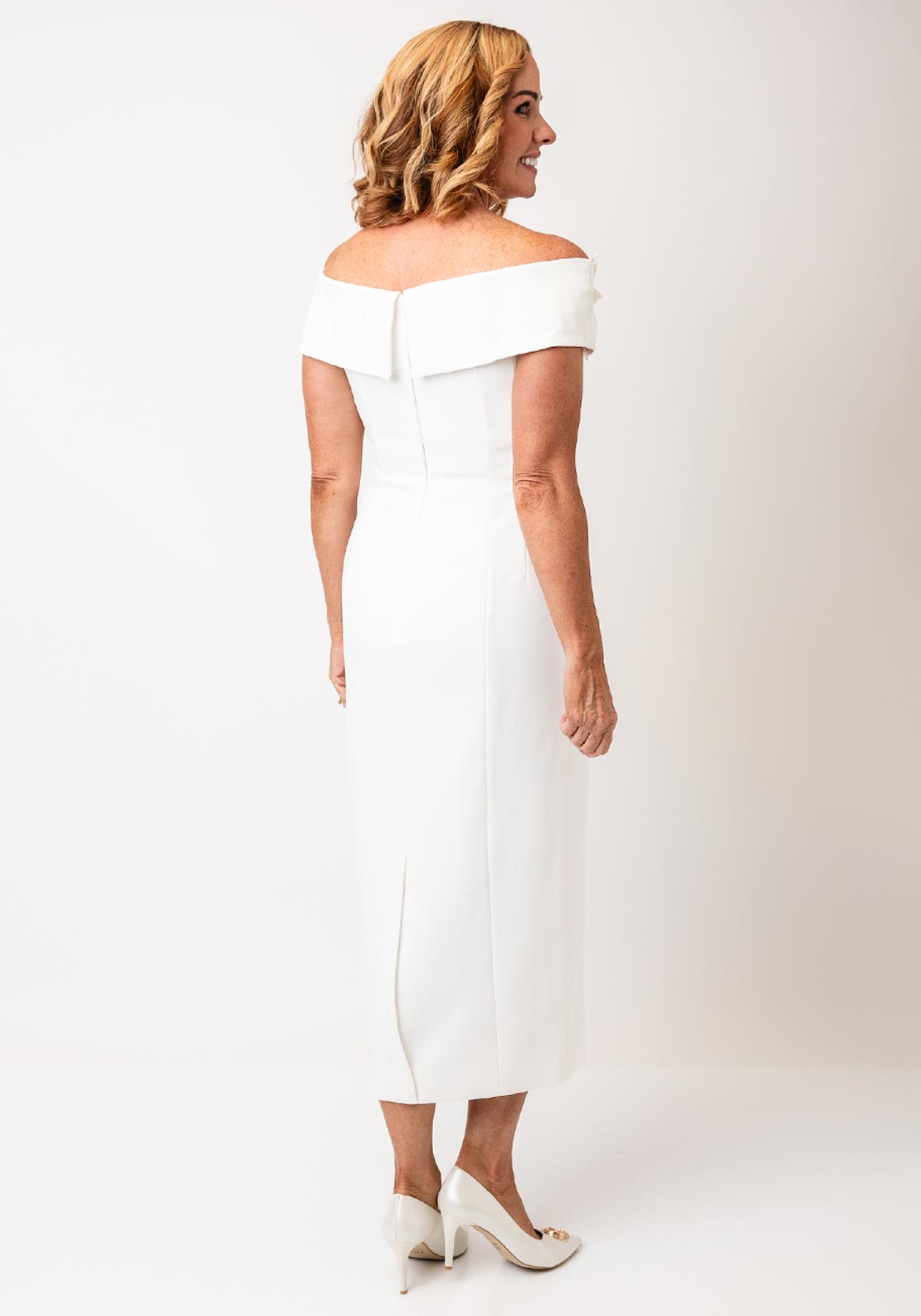 John Charles 3D Floral Fitted Dress, Ivory