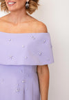 John Charles Pearl Embellished Off-The-Shoulder Pencil Dress, Lilac