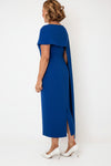 John Charles 3D Floral Cape Detail Pencil Dress, Sapphire Blue