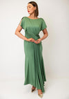John Charles Satin Pleated Panel Dress, Hunter Green