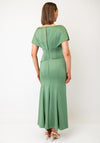 John Charles Satin Pleated Panel Dress, Hunter Green