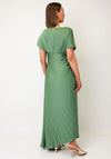 John Charles Satin Plisse Draped Dress, Hunter Green