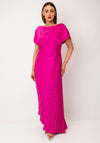 John Charles Satin Plisse Draped Dress, Lipstick Pink
