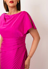 John Charles Satin Plisse Draped Dress, Lipstick Pink
