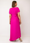 John Charles Satin Plisse Draped Dress, Lipstick Pink