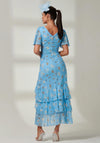 Jolie Moi Daleysa Frill Hem Mesh Maxi Dress, Blue Floral
