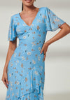 Jolie Moi Daleysa Frill Hem Mesh Maxi Dress, Blue Floral