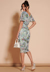 Jolie Moi Angel Sleeve Rushed Midi Dress, Green Floral