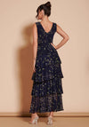 Jolie Moi Tiered Hem Mesh Maxi Dress, Navy Multi