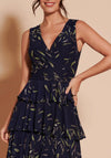 Jolie Moi Tiered Hem Mesh Maxi Dress, Navy Multi