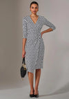 Jolie Moi Geometric Print Wrap Pencil Dress, White