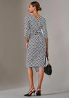 Jolie Moi Geometric Print Wrap Pencil Dress, White
