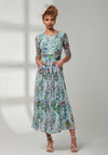 Jolie Moi Bella Floral Mesh Maxi Dress, Green Floral