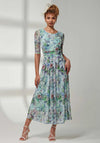 Jolie Moi Bella Floral Mesh Maxi Dress, Green Floral